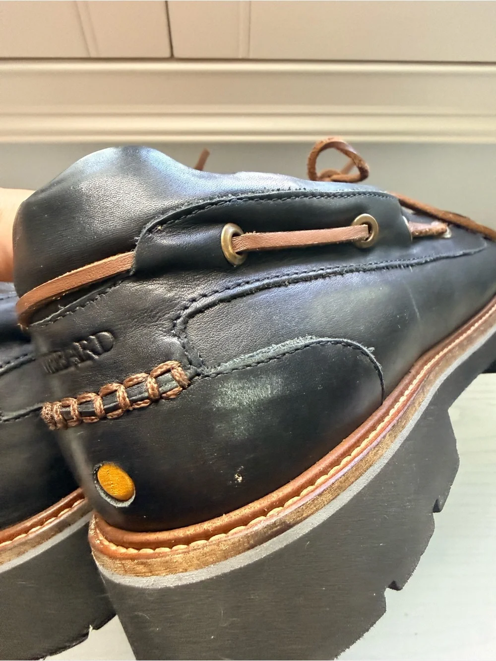 Samuel Hubbard Camplight Moccasins Saddlebag Black Boat Hiking Shoe M 11.5